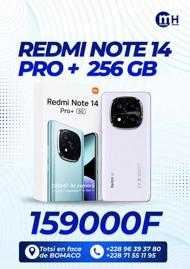 Xiaomi Redmi Note 14 Pro+ 5G — promotion Mobile Home Togo 228